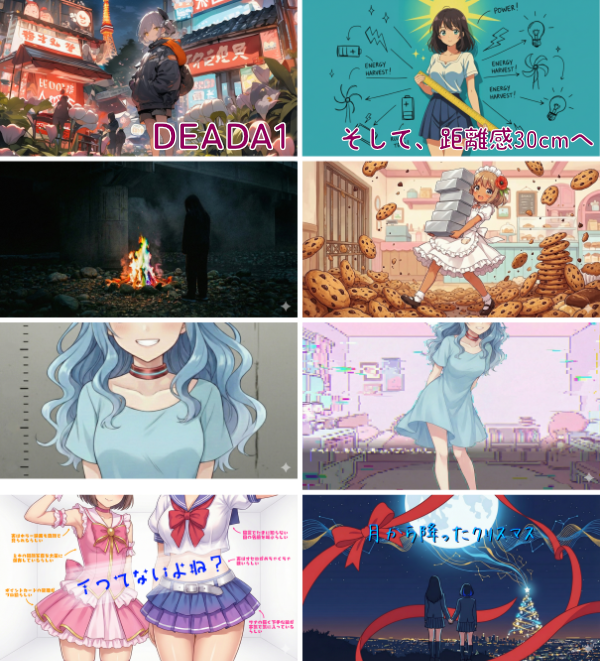 ~これまであまねけ！に設定されたAI生成画像のサムネイル一覧